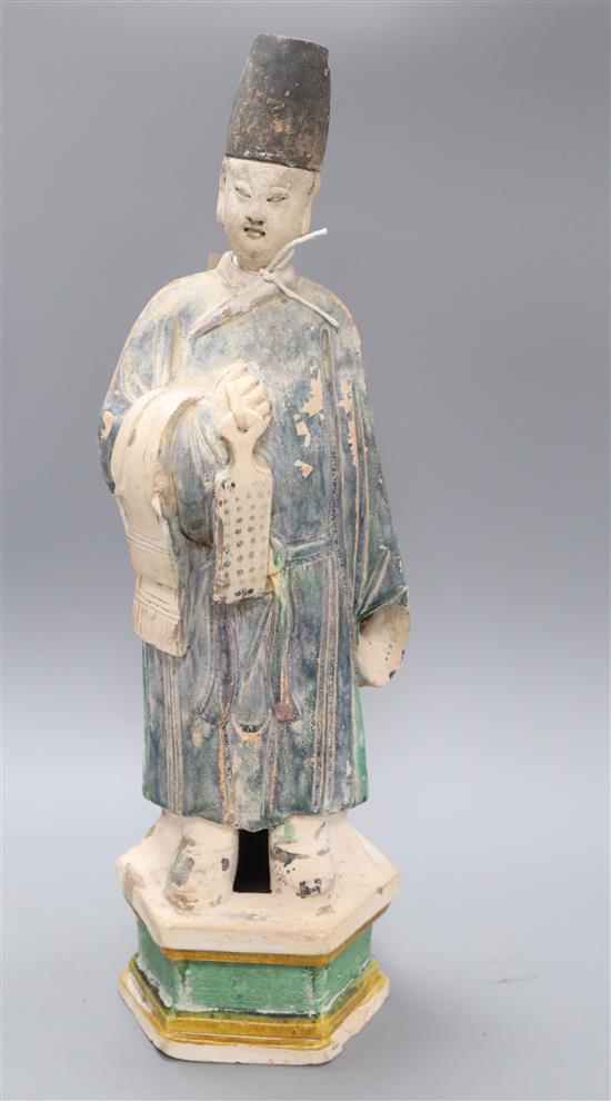 A Chinese Tang-style glazed pottery figure H.46cm